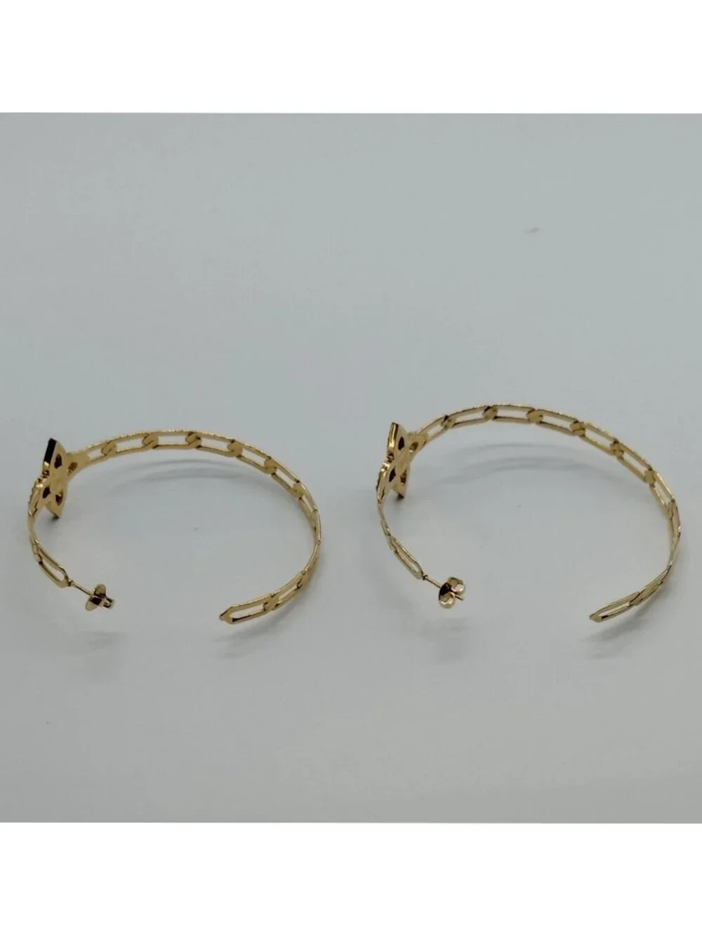 Authentic Louis Vuitton Idylle Blossom Hoop Earrings Gold Tone Crystal Monogram